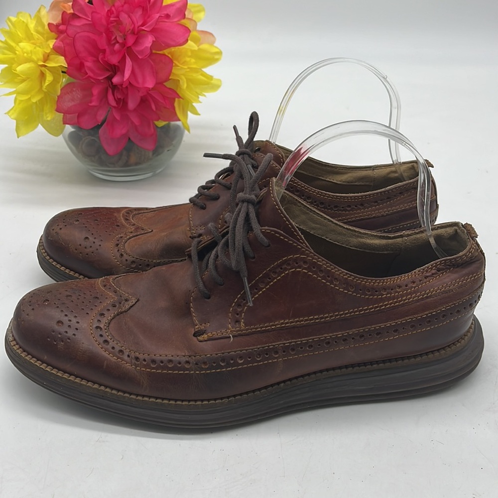 Cole Haan Brown Leather Wing Tip Oxford Size 8. MS2609A - Picture 3 of 8